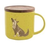 CDF ètendue 美濃燒木蓋杯子 - 黃色狼款正面